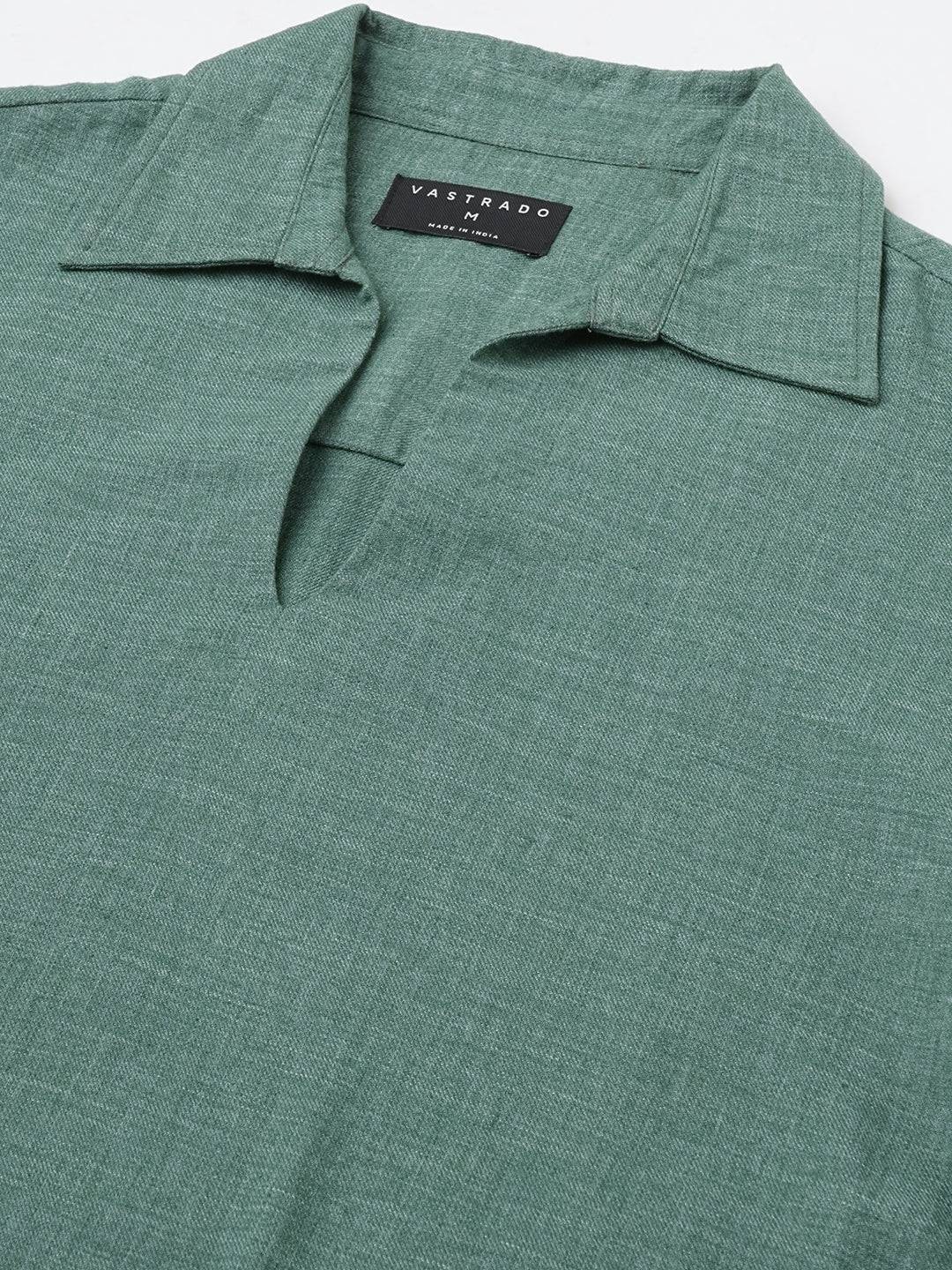 Emerald Green Chambray Oversized Polo Shirt Buy only at ₹699