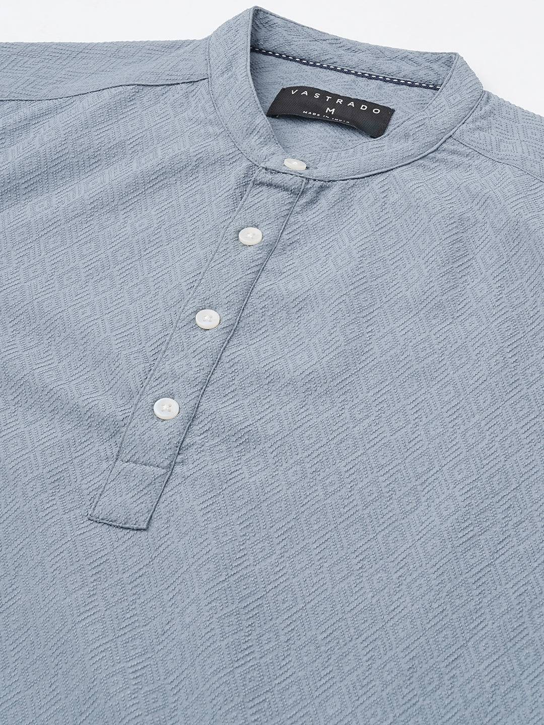 Ocean Blue Lozenge Textured Kurta Buy only at ₹699