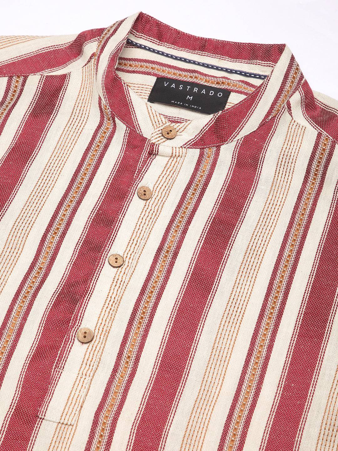 Intricate Red & Cream Striped Kurta Buy only at ₹759