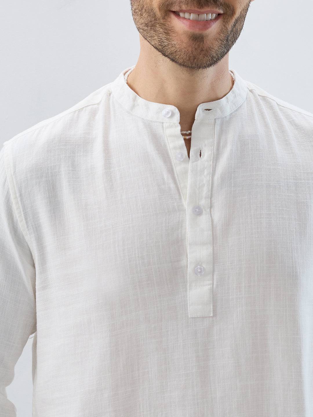 Luna White Slub Textured Everyday Kurta Buy only at ₹659