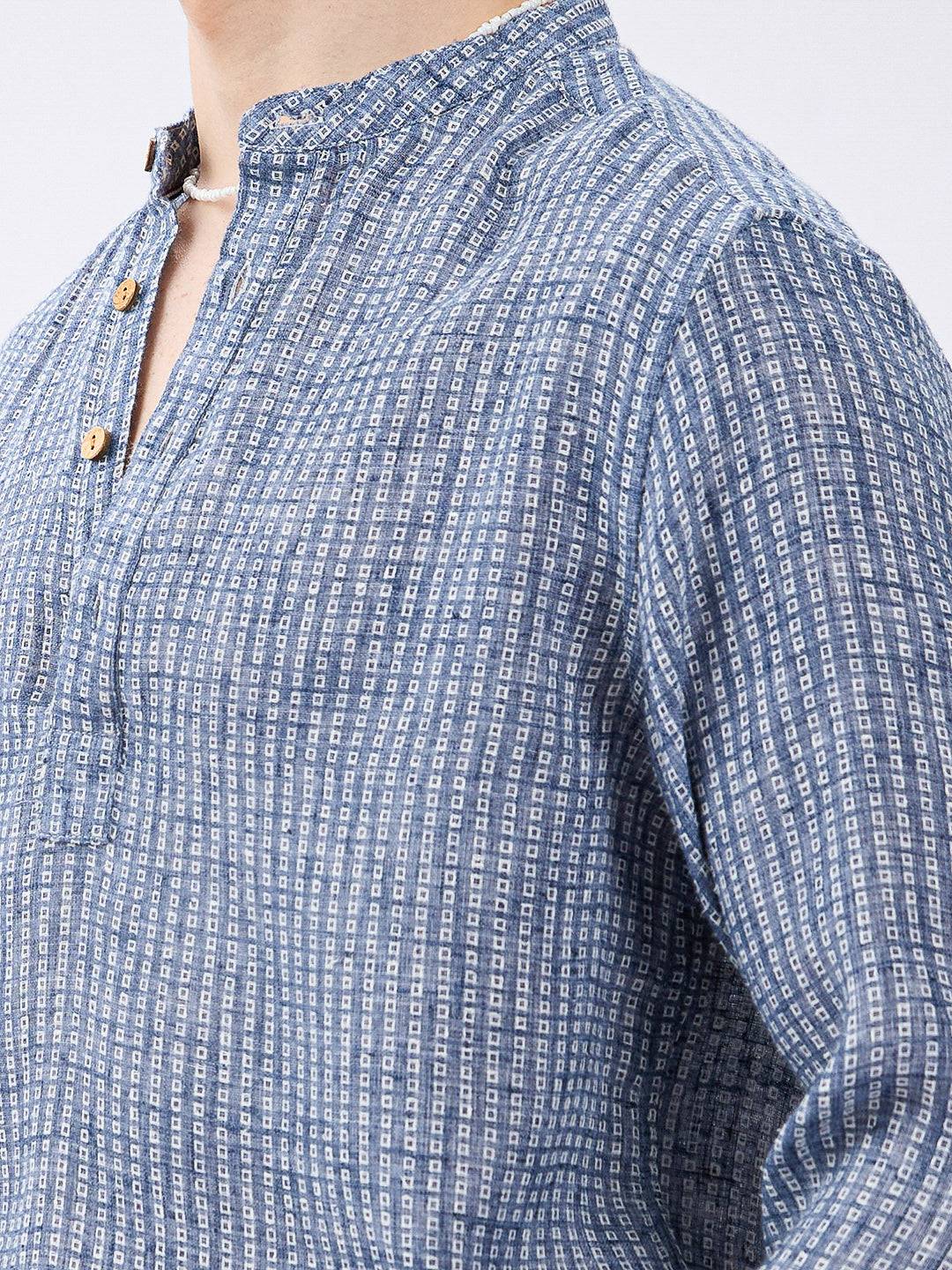 Blue Mini Square Detail Weave Kurta Buy only at ₹699