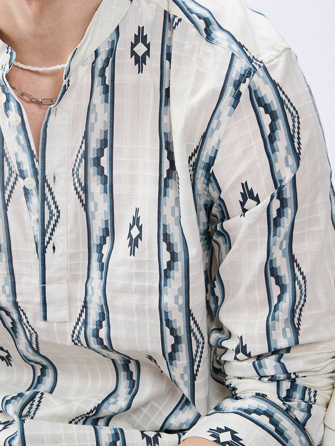 Icy Blue Chevron Flow Printed Kurta Buy only at ₹759