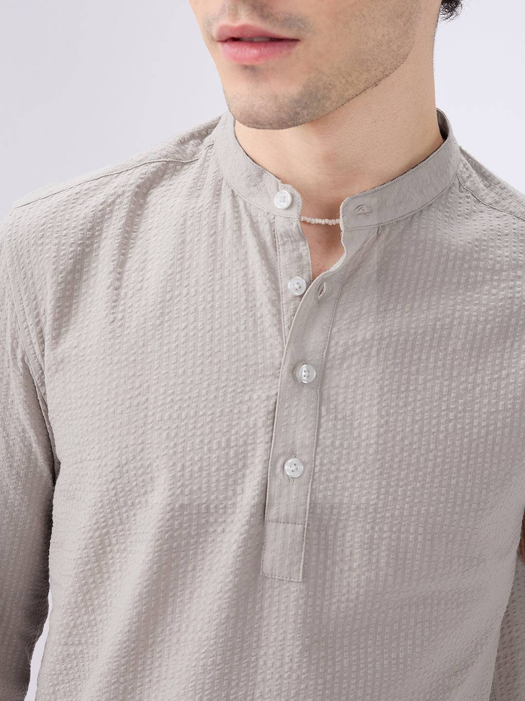 Classic Cloud Grey Seersucker Kurta Buy only at ₹699