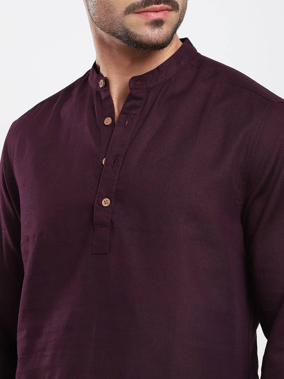 Royal Plum Essence Pure Linen Kurta Buy only at ₹859