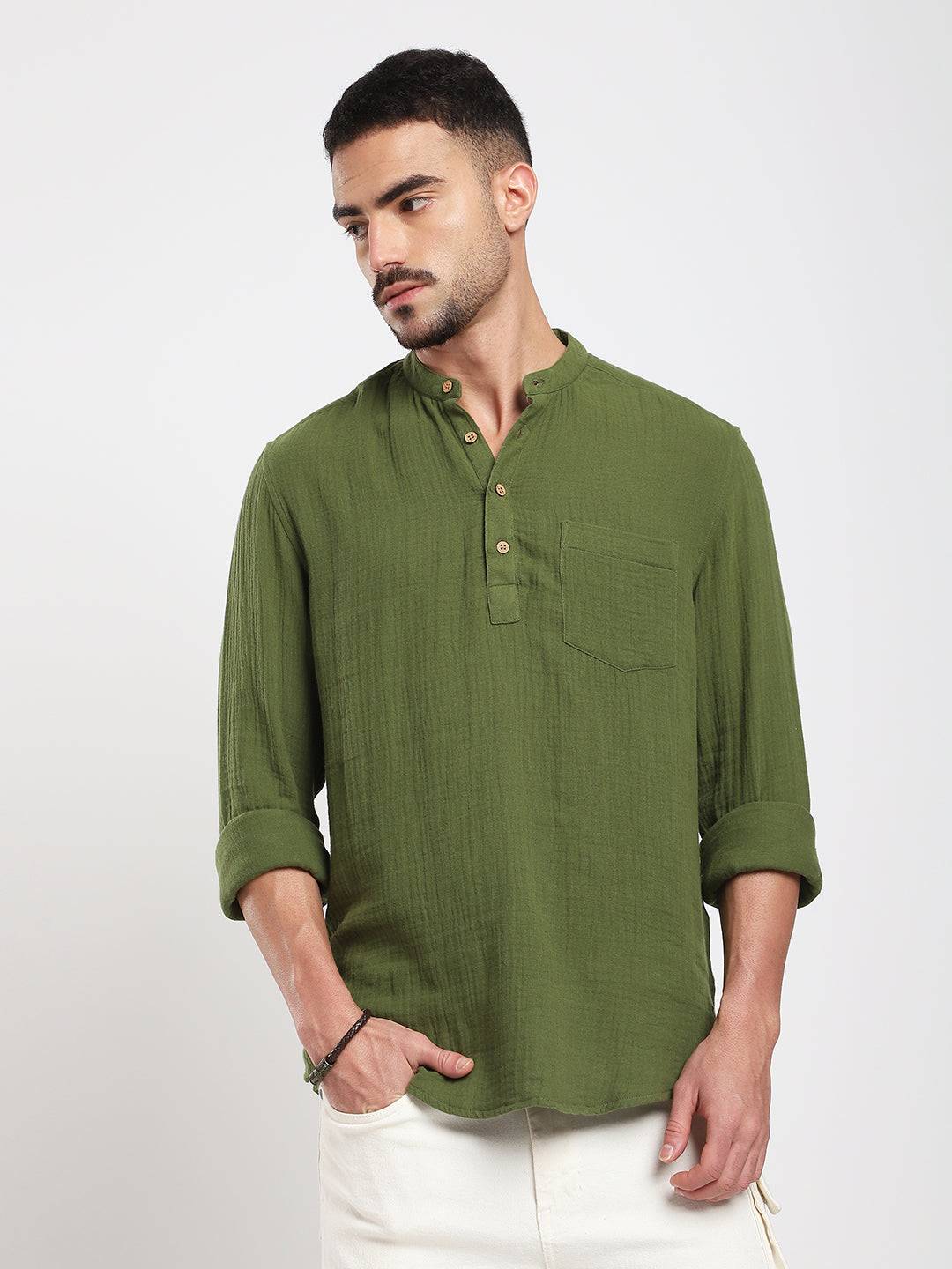 Autumn Olive Double Cloth Kurta Buy only at ₹699
