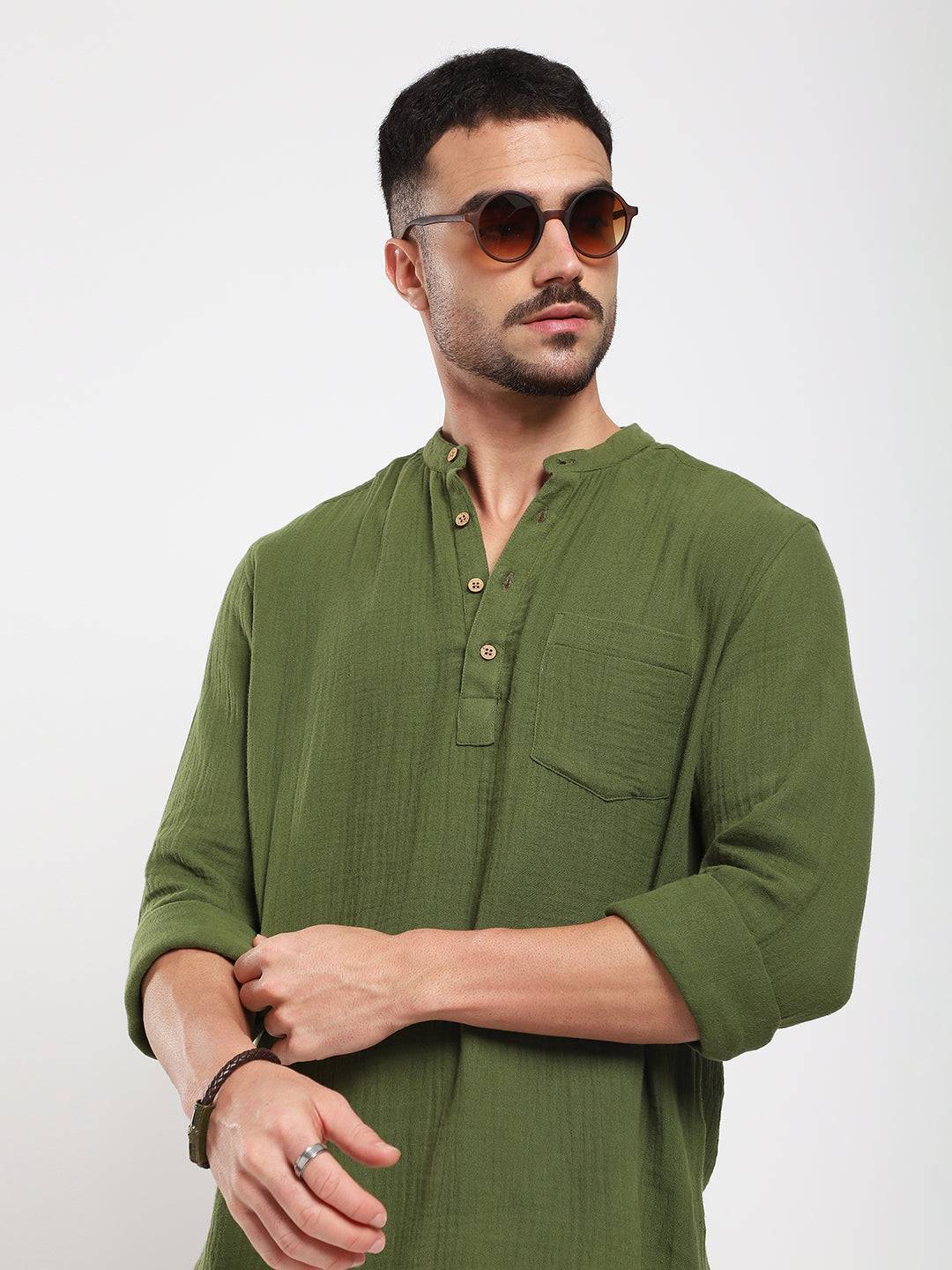 Autumn Olive Double Cloth Kurta Buy only at ₹699