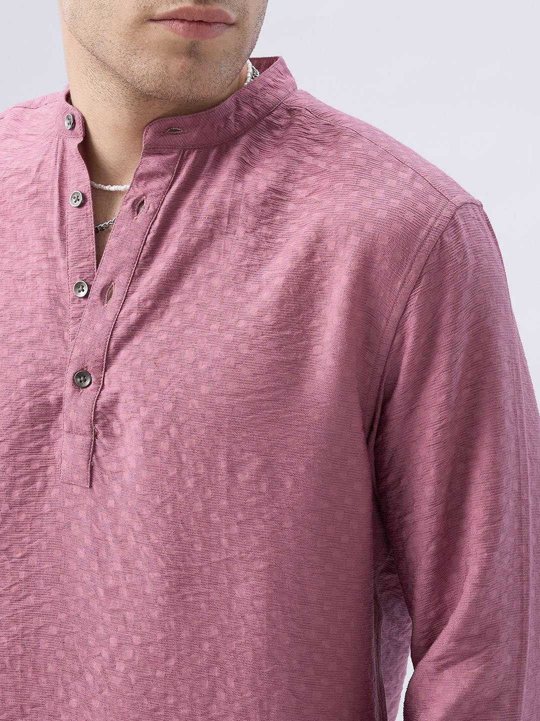 Mystic Pink Block Weave Jacquard Kurta Buy only at ₹759