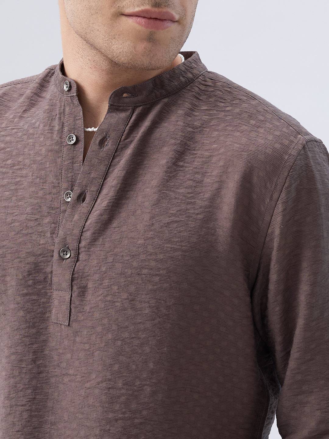 Refined Bark Brown Textured Kurta Buy only at ₹759