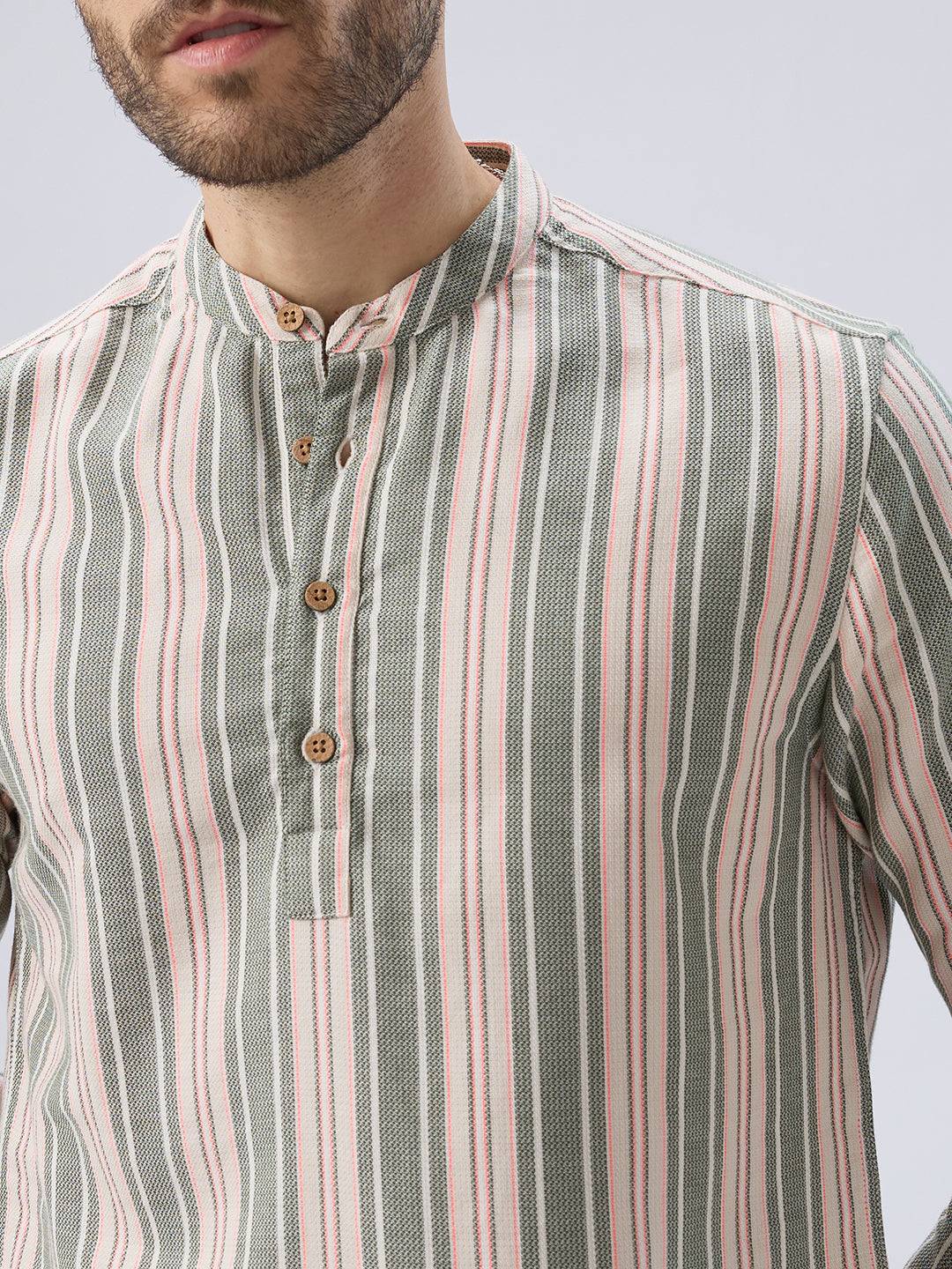 Refined Olive Retro Striped Kurta Buy only at ₹799