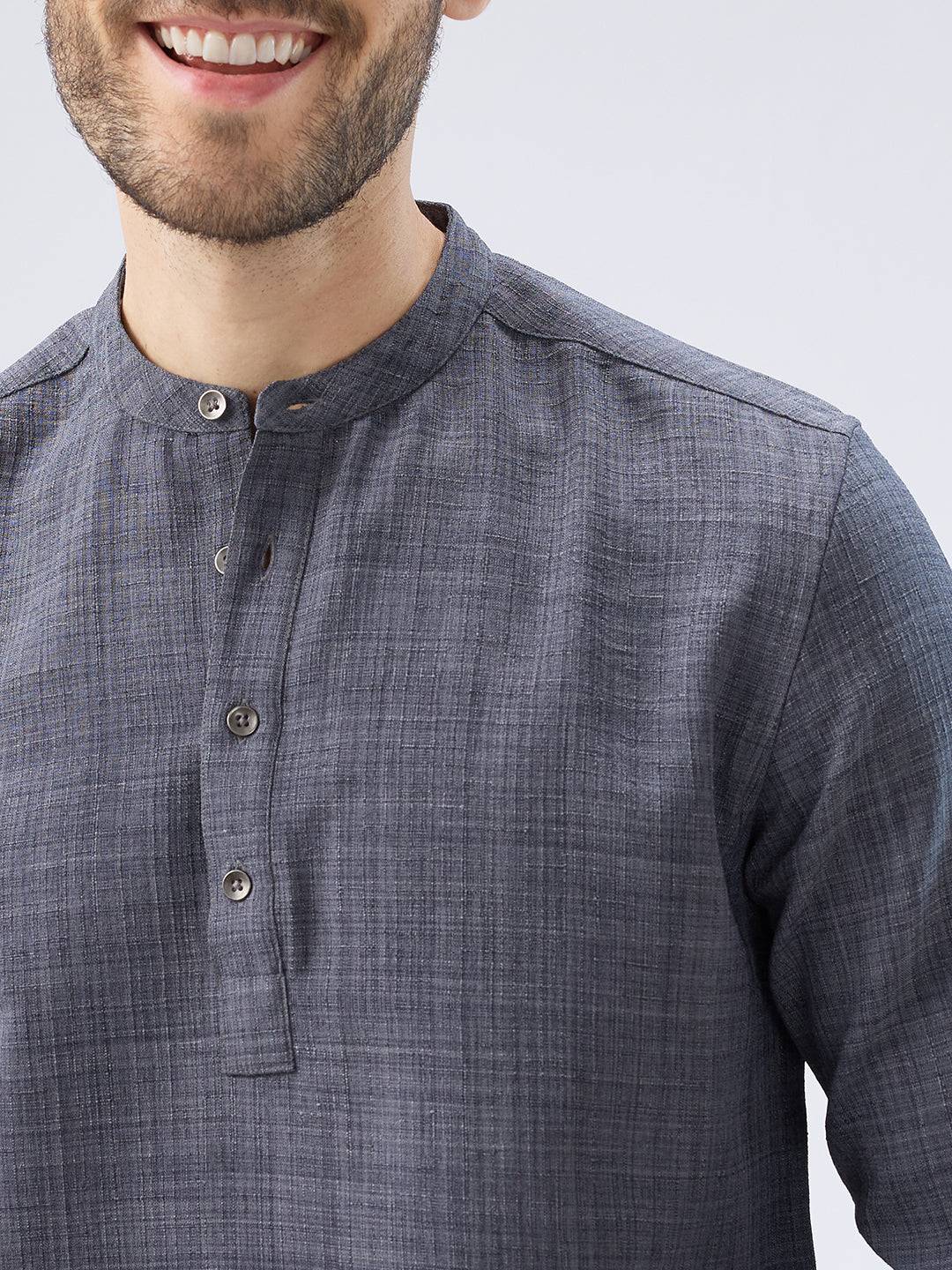 Arsenic Grey Slub Textured Kurta Buy only at ₹659