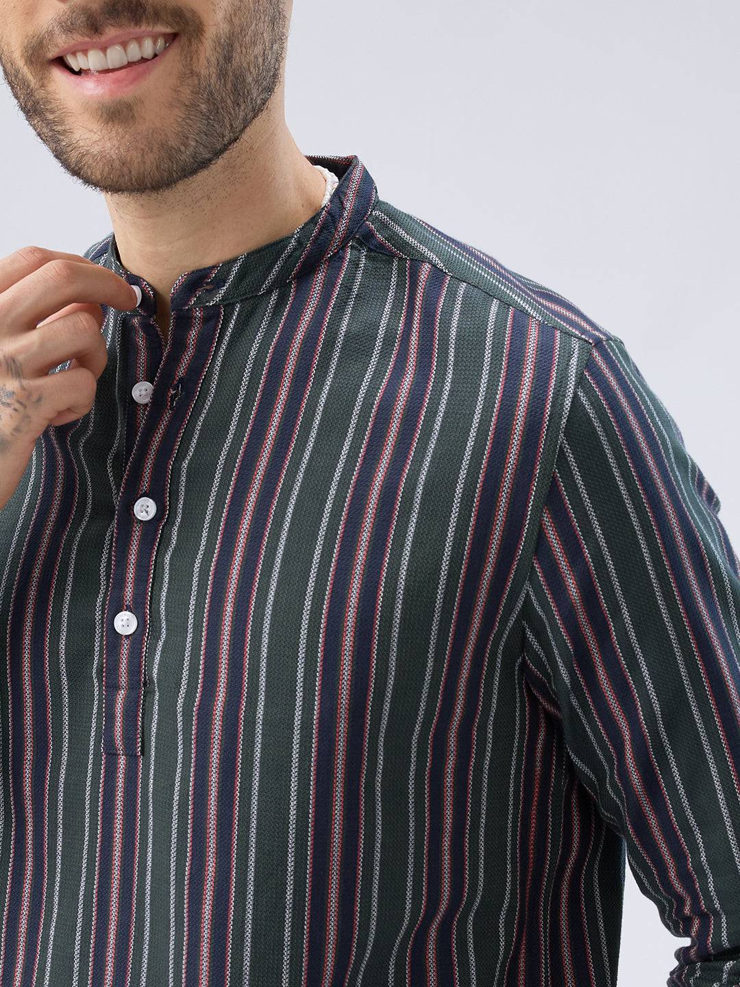 Premium Cotton Forest Muse Multistripe Kurta Buy only at ₹799