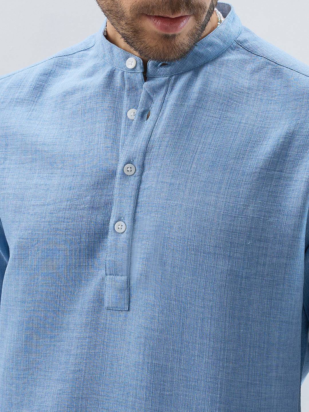 Skyline Blue Fine Weave Textured Kurta Buy only at ₹699