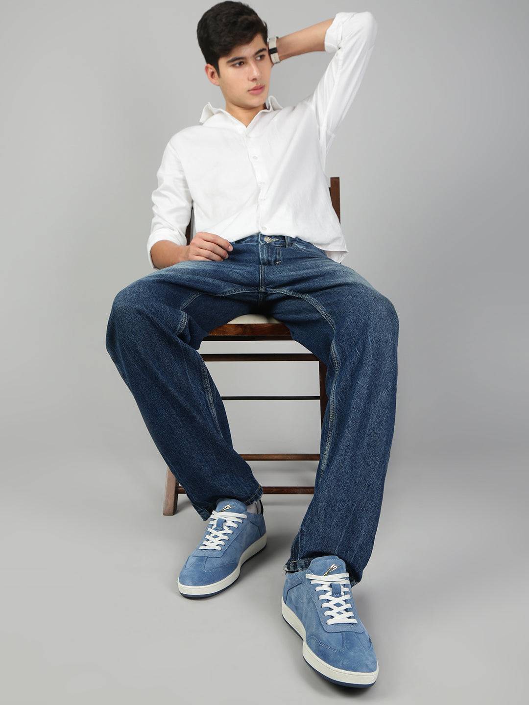 AZURE - Premium Leather Casual Sneakers - Blue