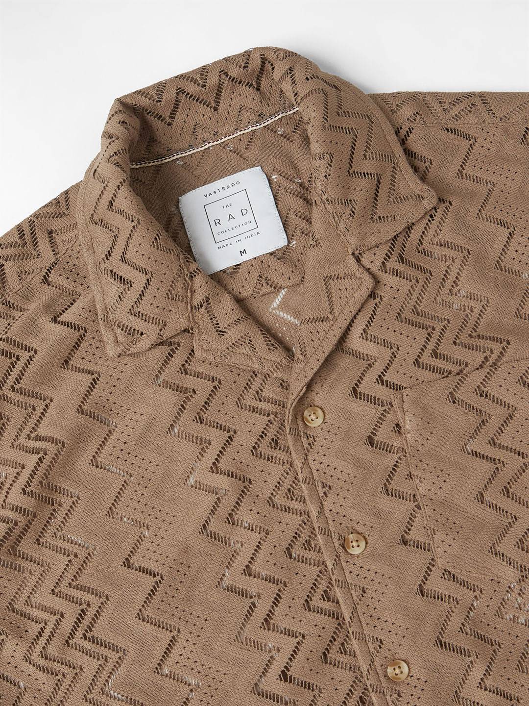 Mud Brown Oversized Crochet Shirt Buy only at ₹419