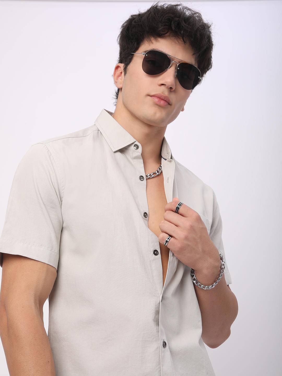 Solid Platinum Grey Shirt Buy only at ₹434