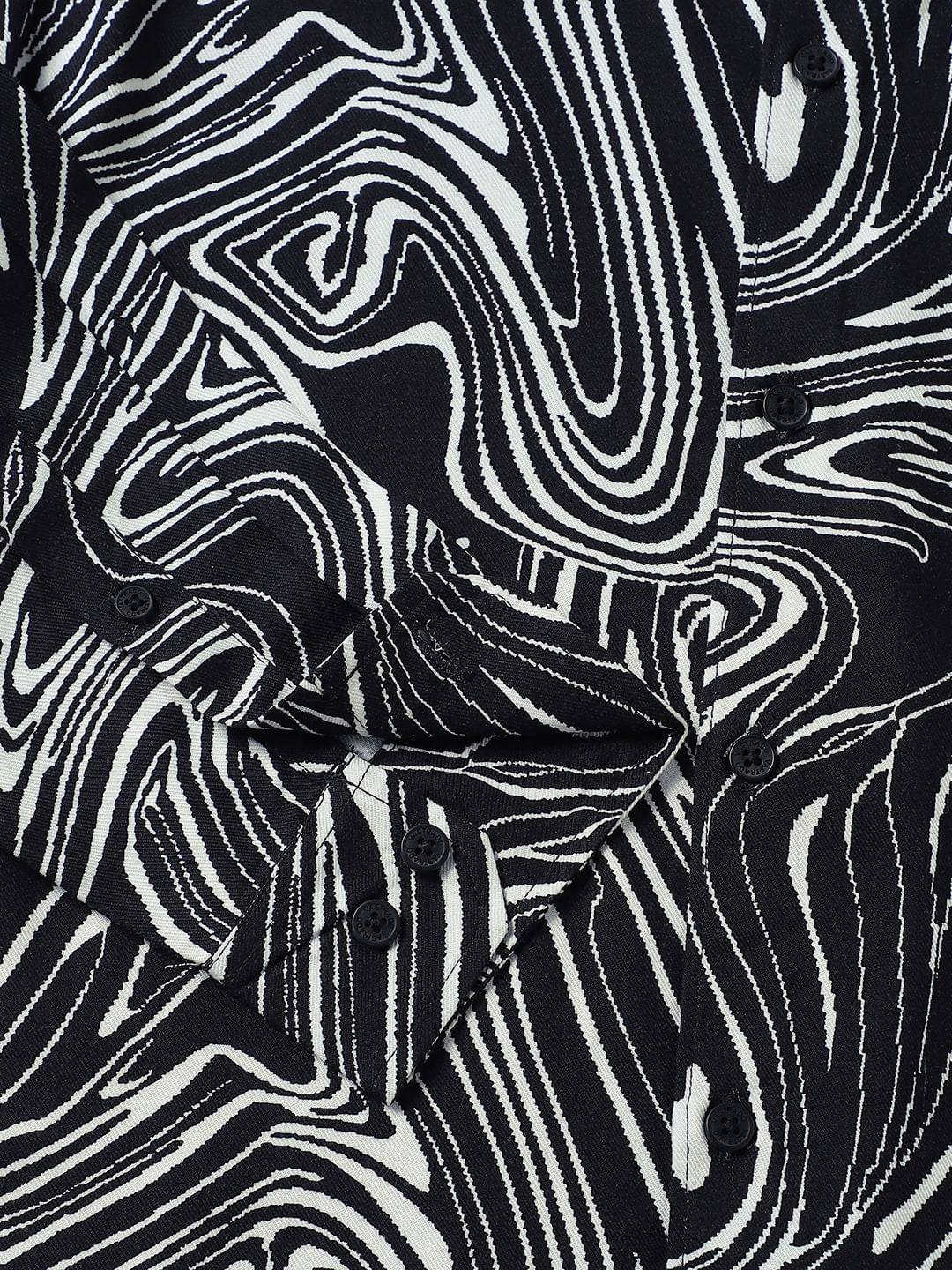 Black Monochrome Wave Printed Shirt Buy only at ₹449