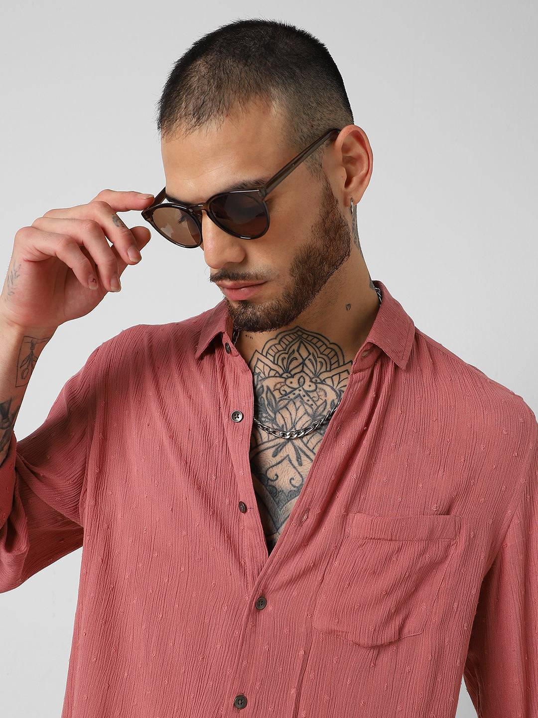 Blush Pink Dobby Shirt Buy only at ₹759