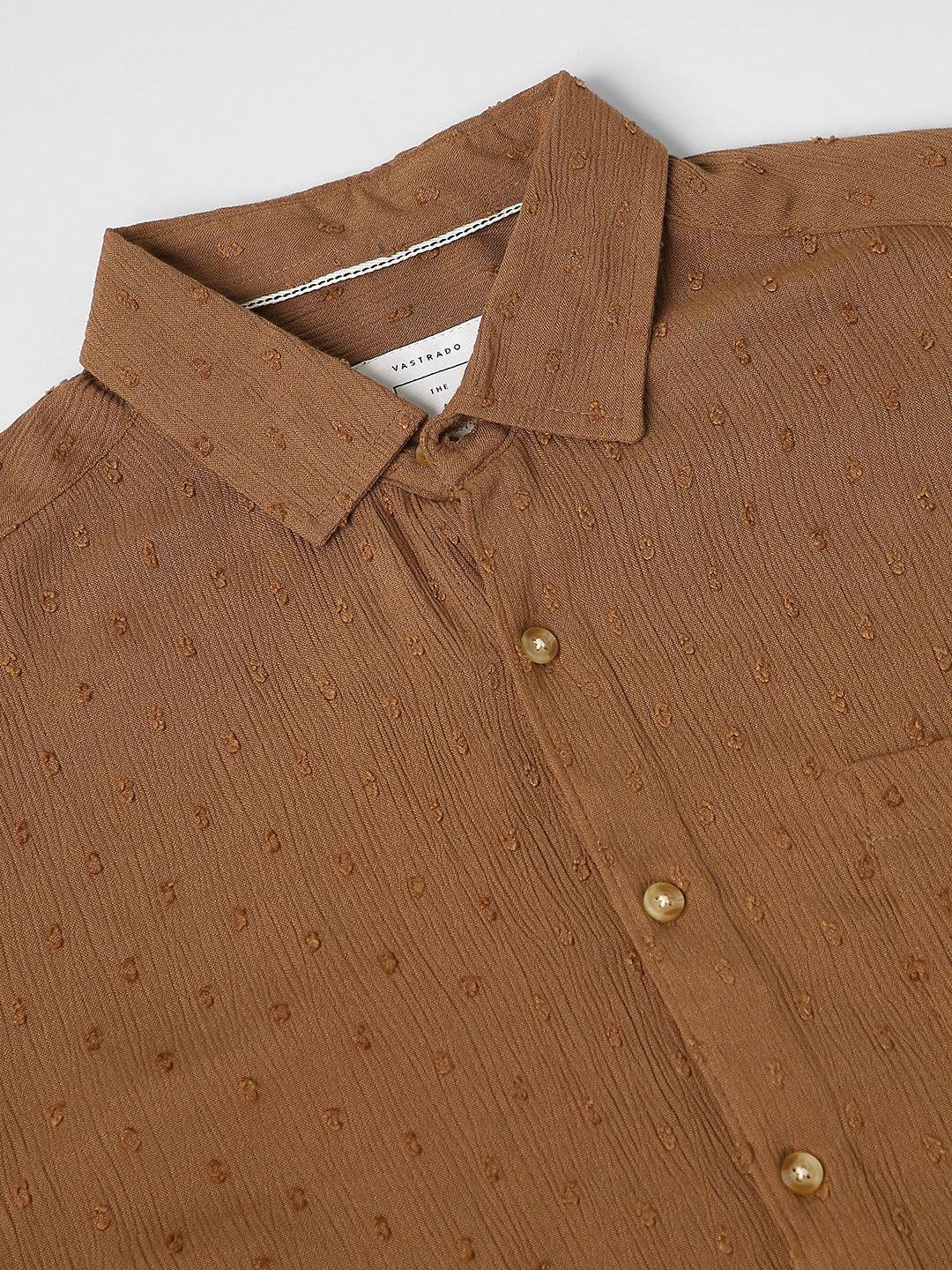 Cocoa Brown Swiss Dobby Shirt Buy only at ₹759