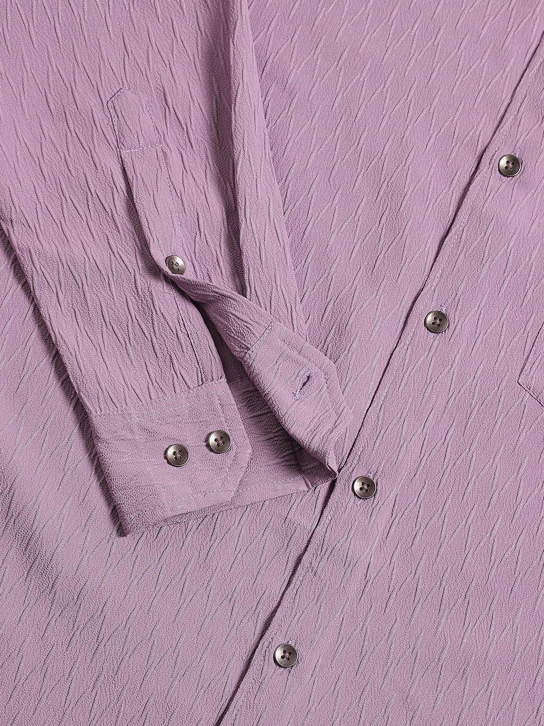 Elegant Purpureus Crinkled Jacquard Shirt Buy only at ₹659