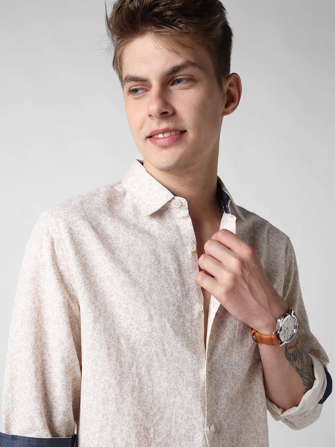 Beige Tiny Floral Printed Shirt Buy only at ₹419