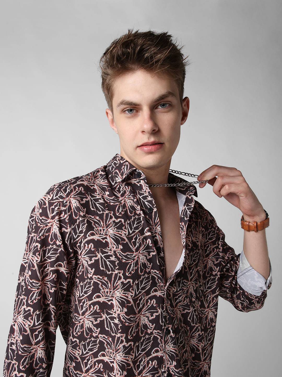 Grease Black Floral Printed Crinkled Shirt Buy only at ₹659