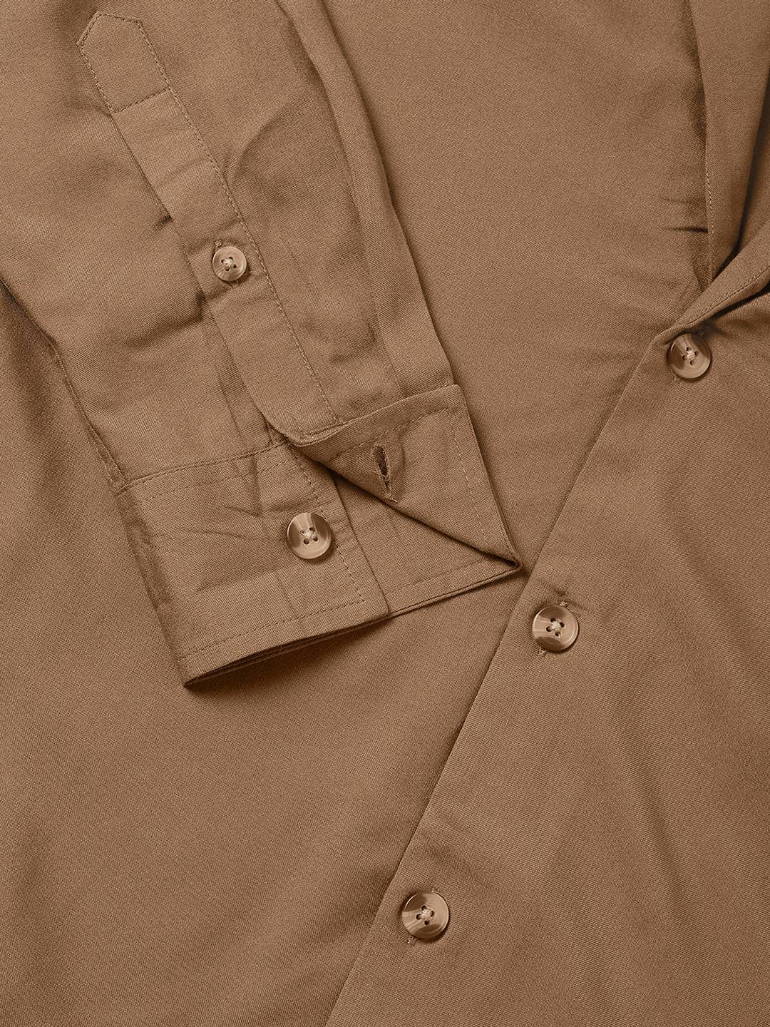 Solid Hazelnut Oversized Notched Lapel Collar Shirt Buy only at ₹449