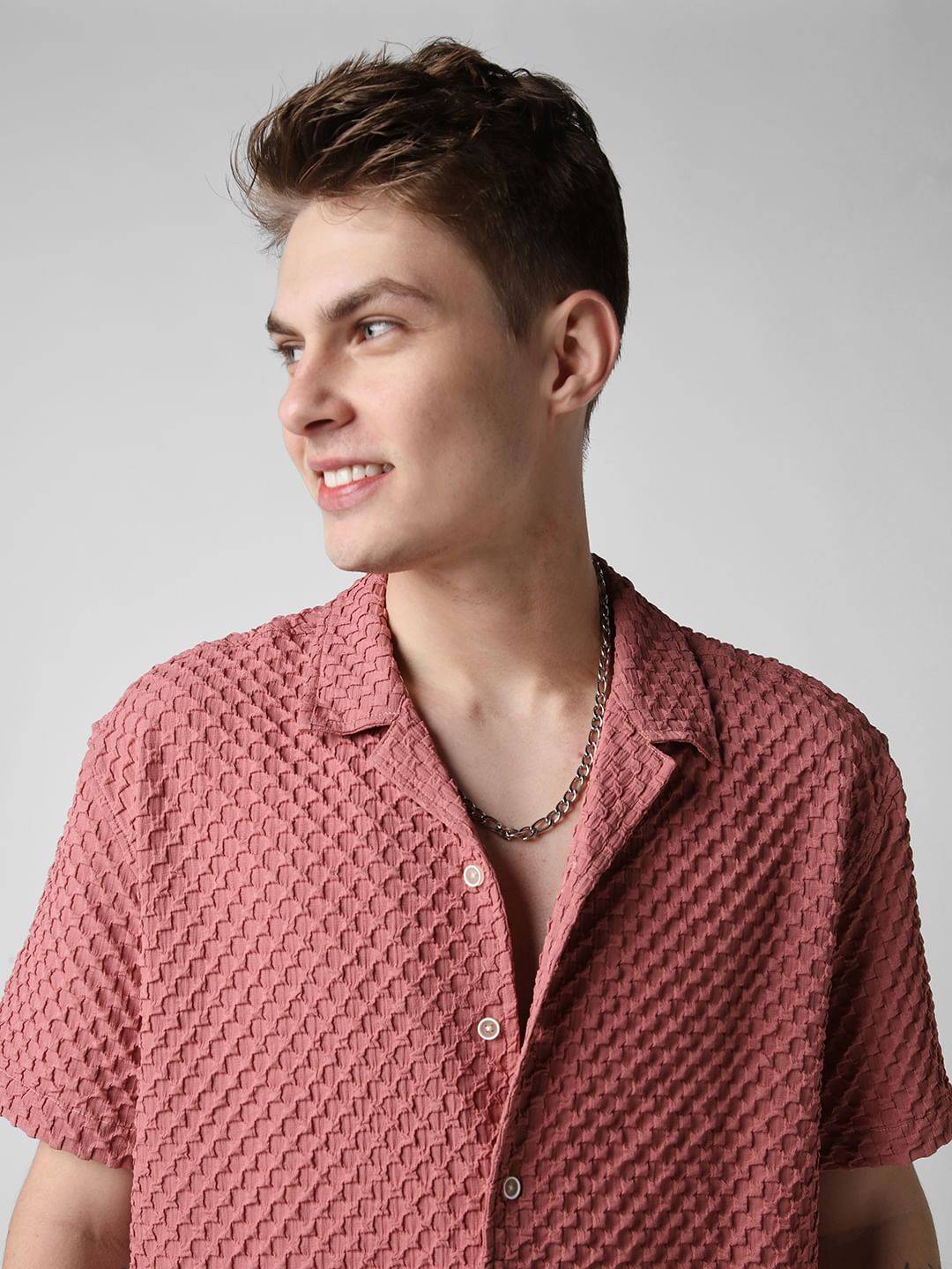 Peach Blossom Embossed Patterned Oversized Shirt Buy only at ₹494