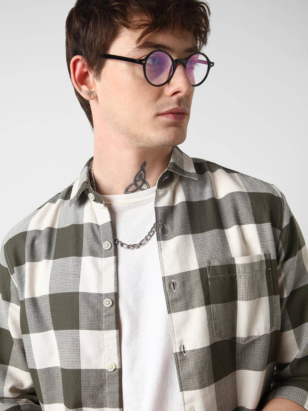 Box Checks Olive Shirt Buy only at ₹759