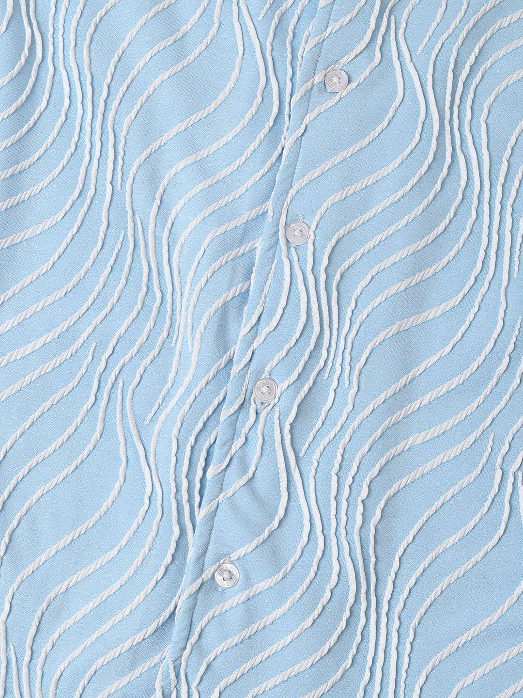 Arctic Blue Wavy Patterned Oversized Shirt Buy only at ₹569