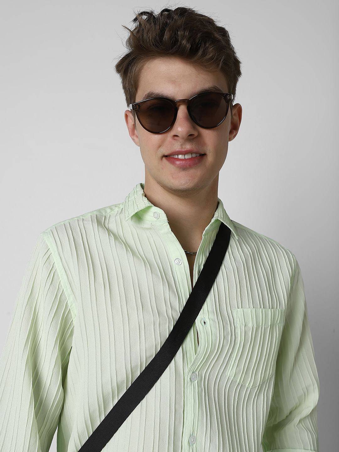 Neon Green Textured Line Shirt Buy only at ₹599