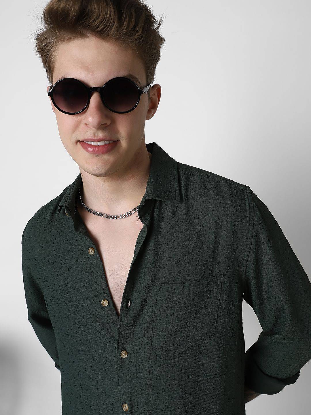 Sacramento Green Textured Shirt Buy only at ₹699