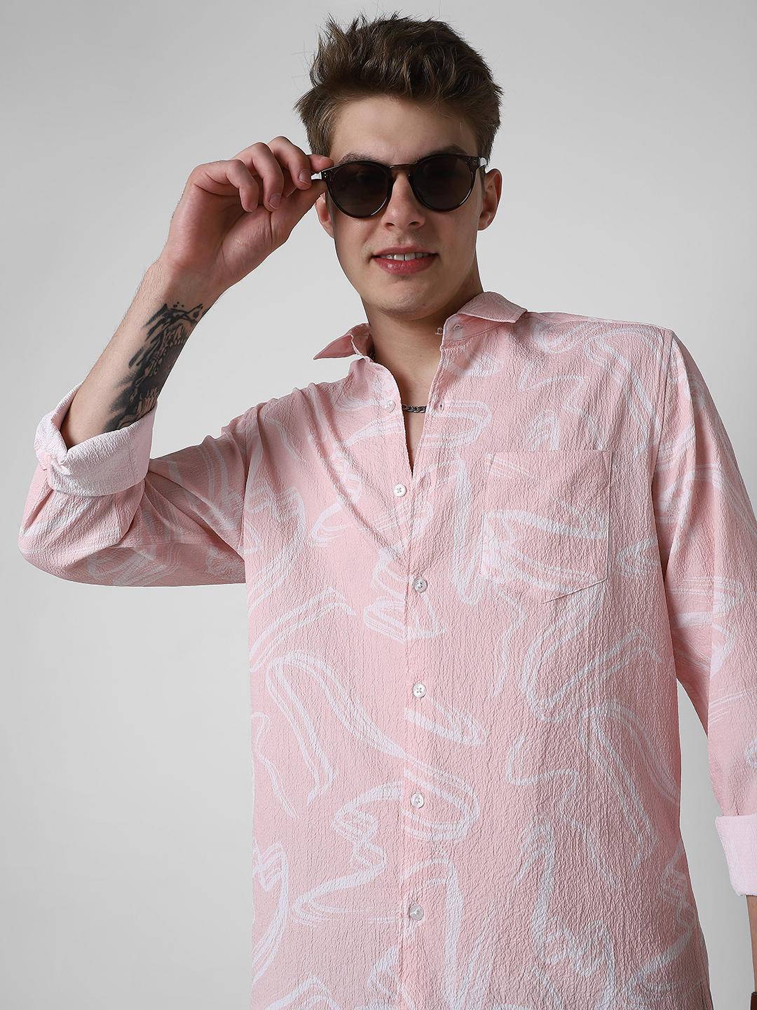 Voguish Peachy Pink Crinkled Shirt Buy only at ₹494