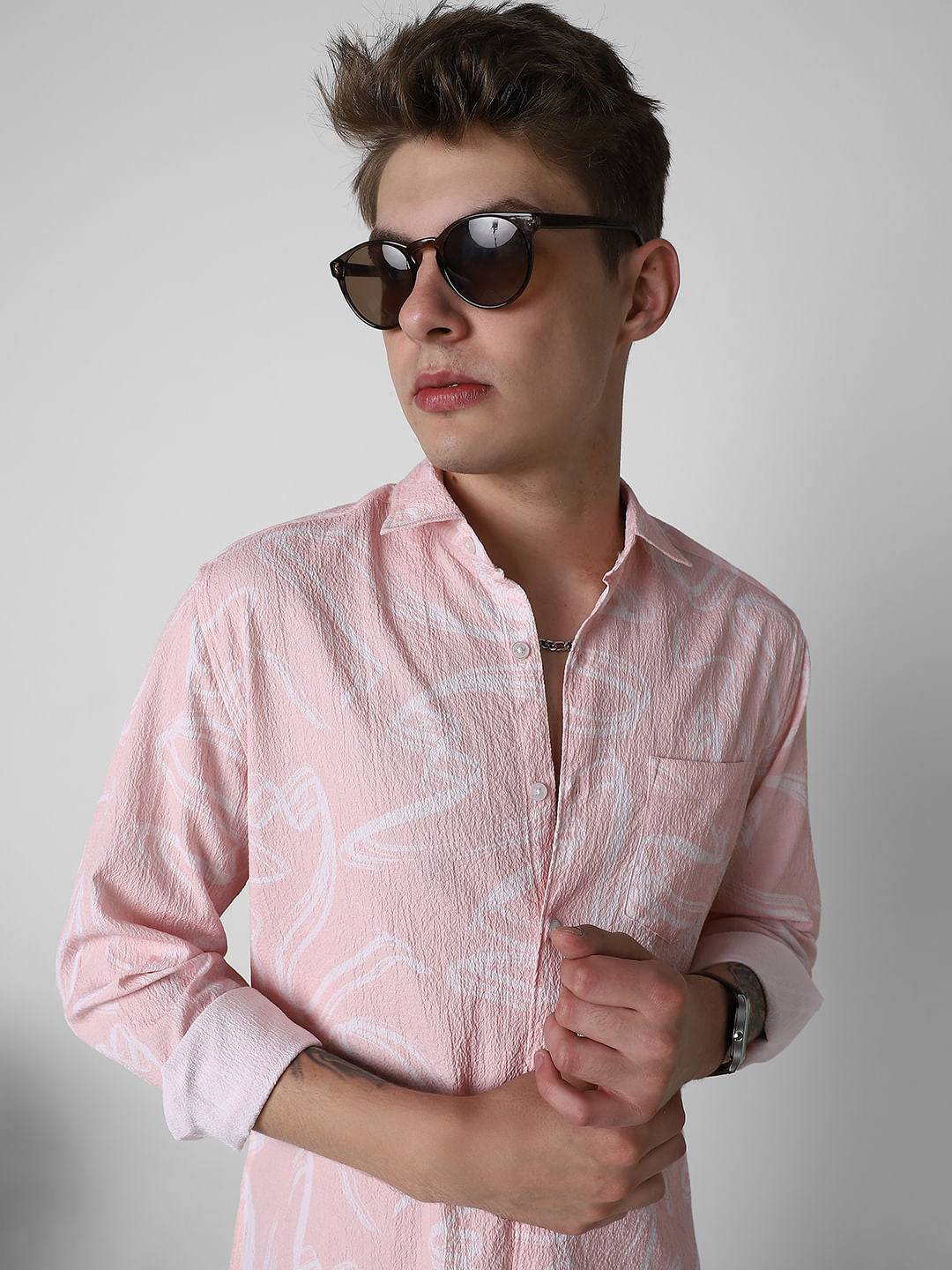 Voguish Peachy Pink Crinkled Shirt Buy only at ₹494