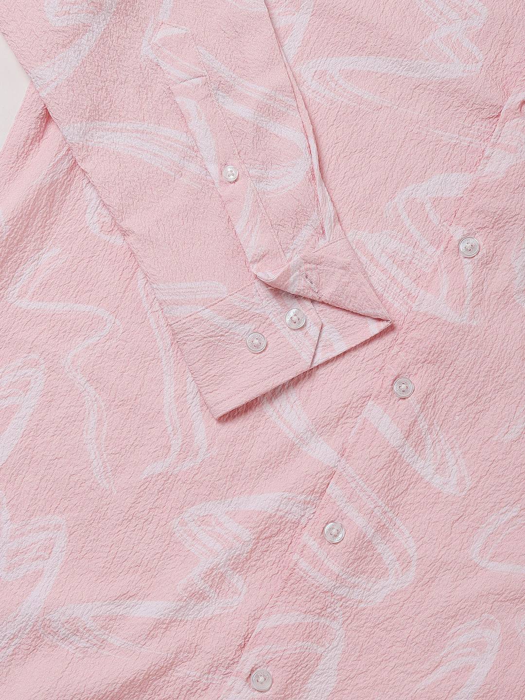 Voguish Peachy Pink Crinkled Shirt Buy only at ₹494