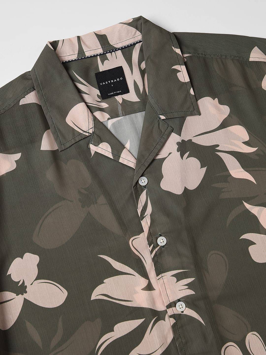 Floral Artistry Olive Oversized Chiffon Shirt Buy only at ₹599