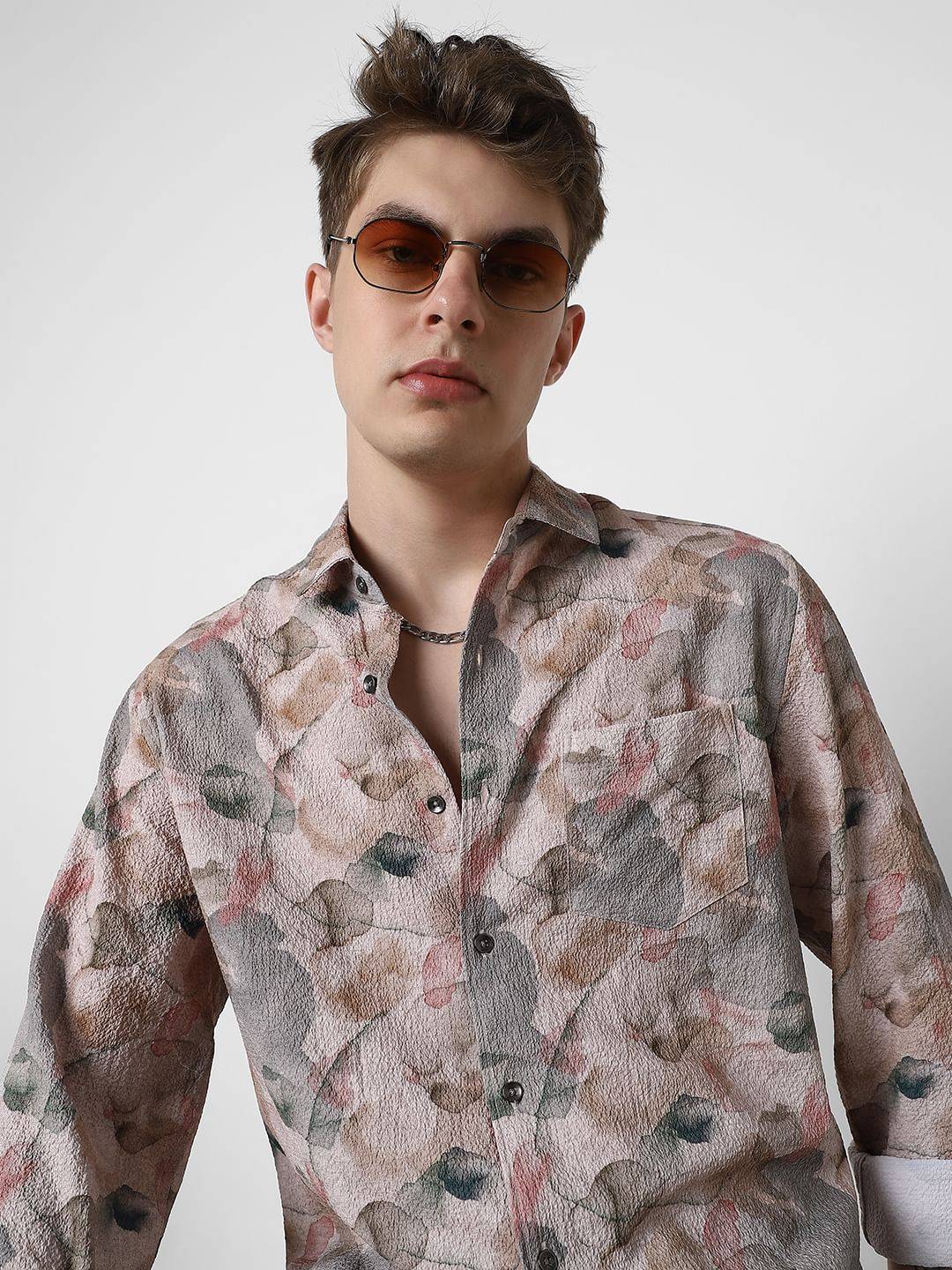Voguish Creased Multicolour Abstract Printed Shirt Buy only at ₹659
