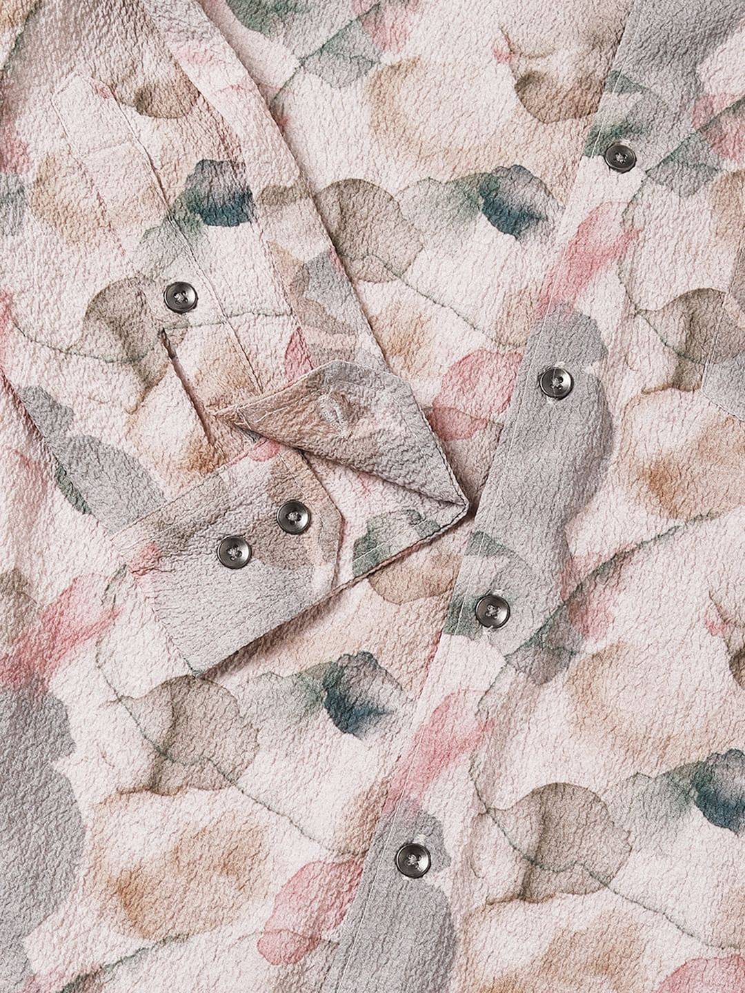 Voguish Creased Multicolour Abstract Printed Shirt Buy only at ₹659