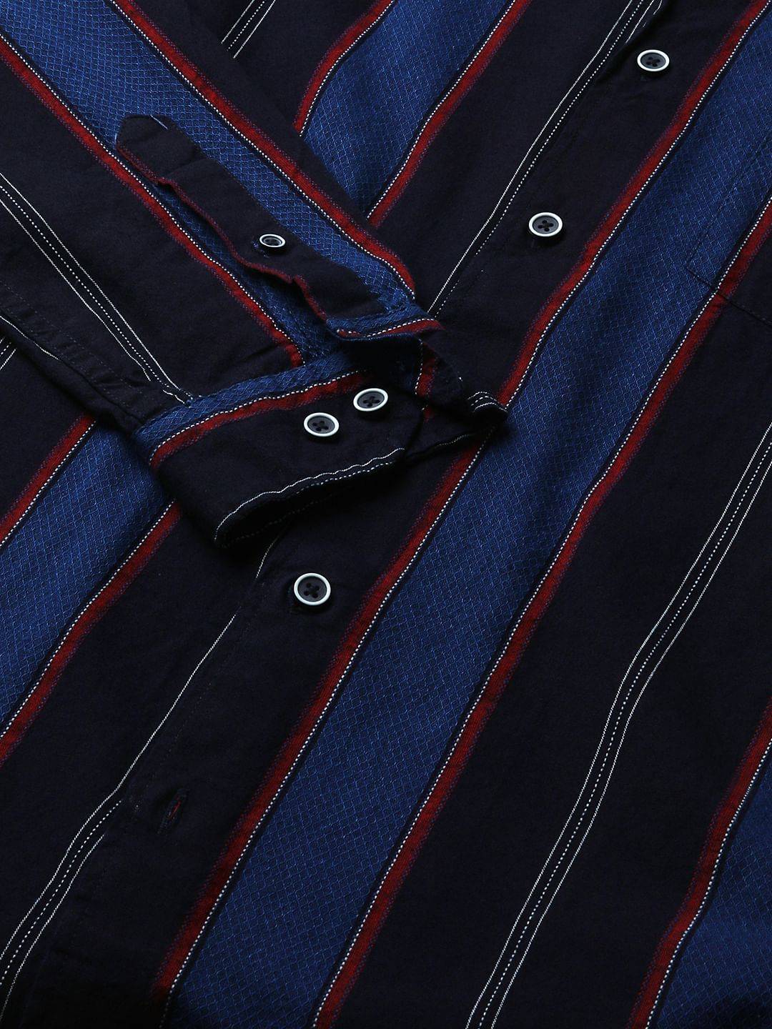 Ingenious Navy Streaky Striped Dobby Shirt Buy only at ₹759