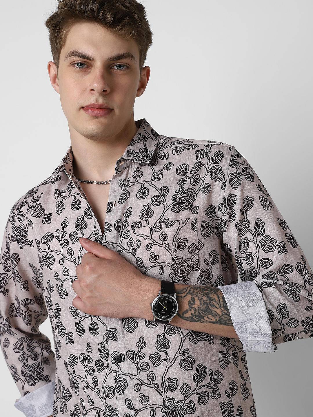 Black Floret Budding Printed Shirt Buy only at ₹659