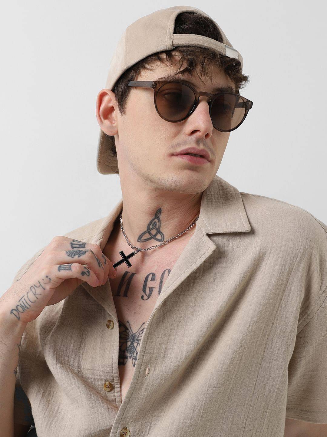 Solid Beige Double Cloth Notch Collar Oversized Shirt Buy only at ₹494