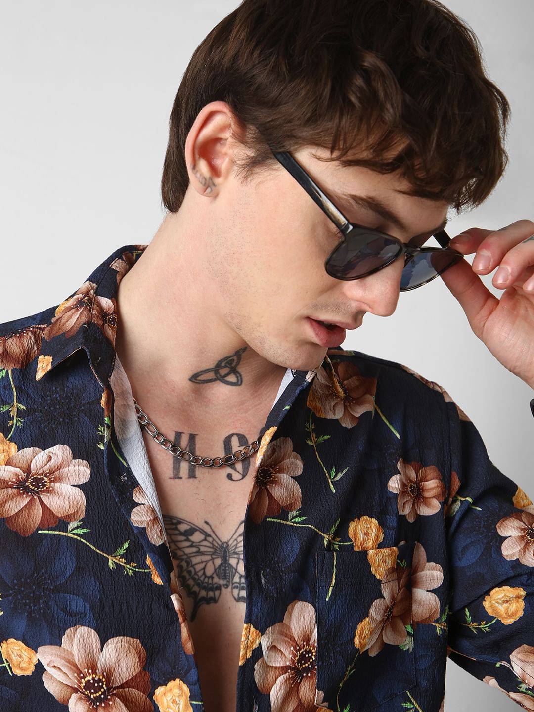 Exquisite Navy Floret Crushed Shirt Buy only at ₹494