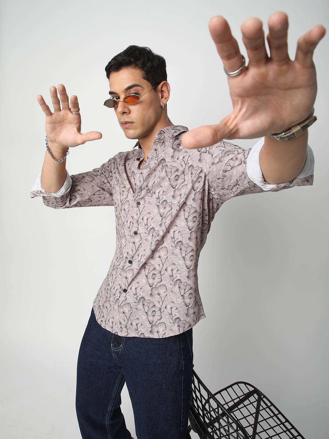 Artistic Floral Printed Crushed Shirt Buy only at ₹659