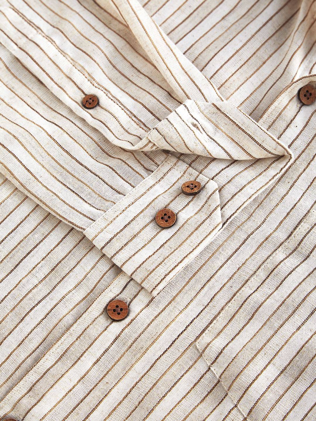Linen Line Striped Beige Shirt Buy only at ₹659