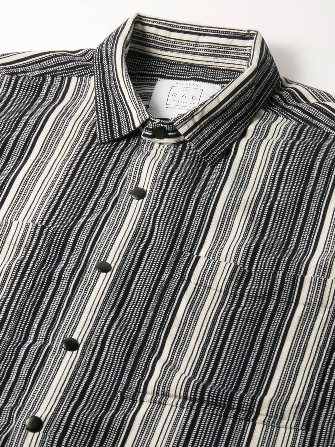 Streaky Achromatic Double Pocket Corduroy Shirt Buy only at ₹859