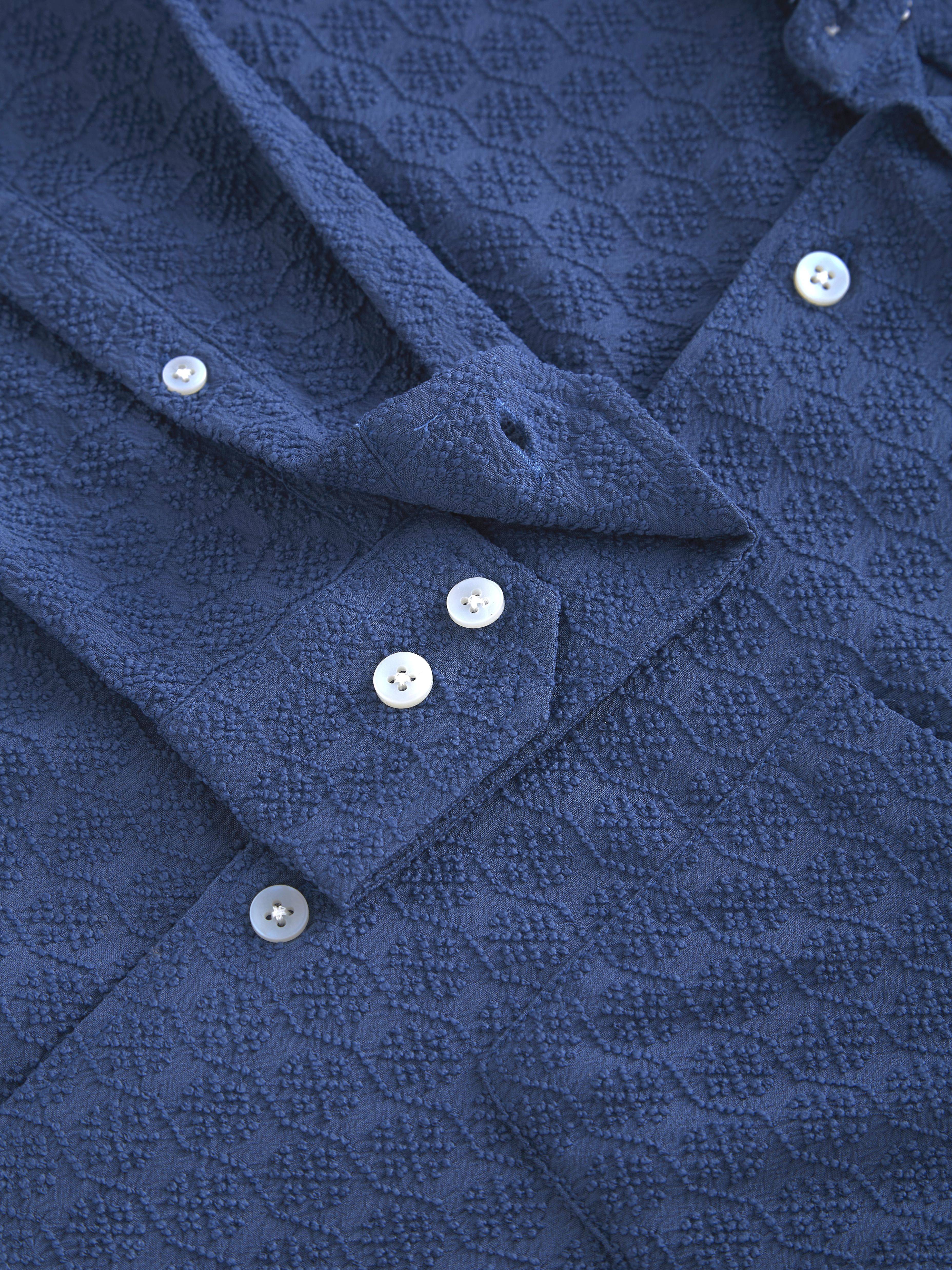 Prussian Blue Jacquard Shirt Buy only at ₹659