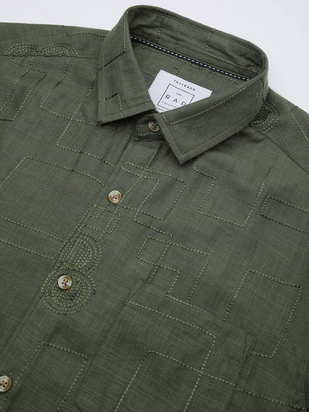 Quirky Myrtle Green Embroidered Shirt Buy only at ₹524