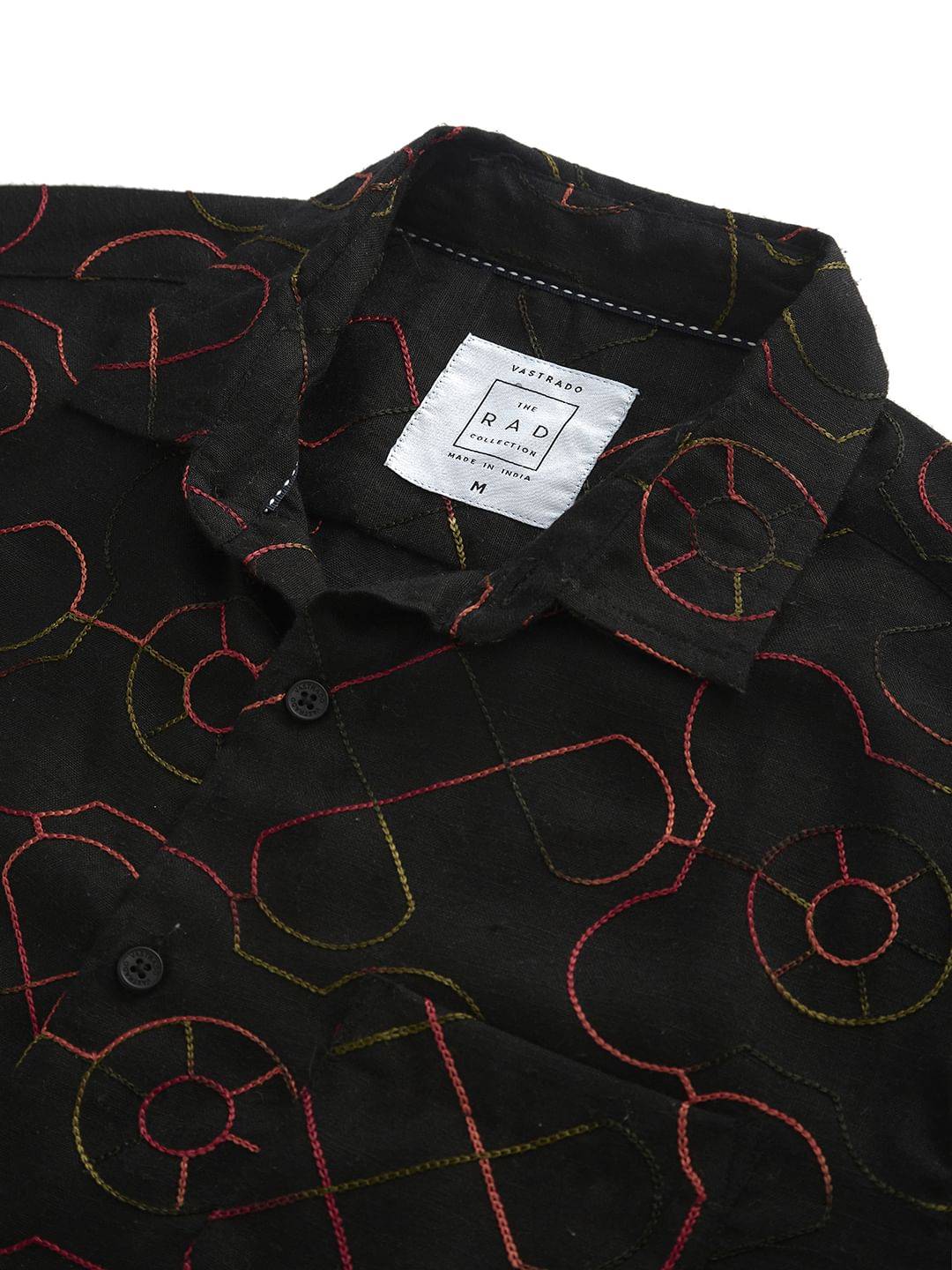 Ablaze Embroidered Black Shirt Buy only at ₹759