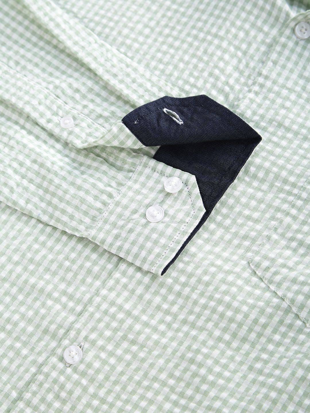 Mint Green Tiny Checkered Seersucker Shirt Buy only at ₹494