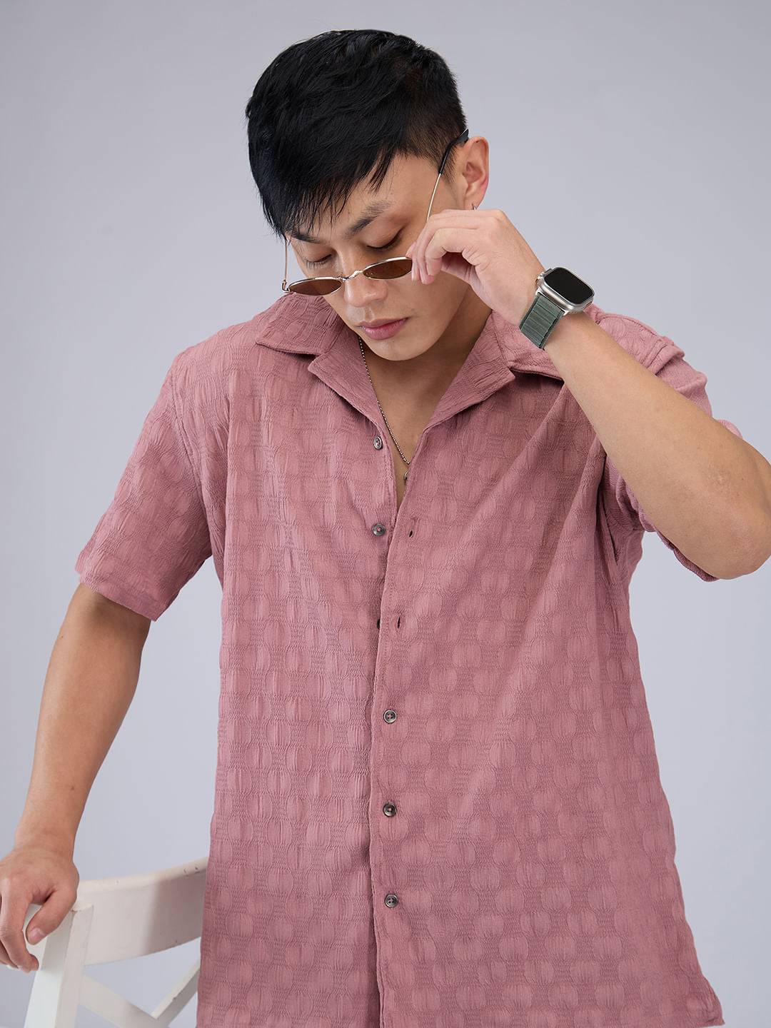 Rouge Pink Crepe Crinkled Oversized Shirt Buy only at ₹524