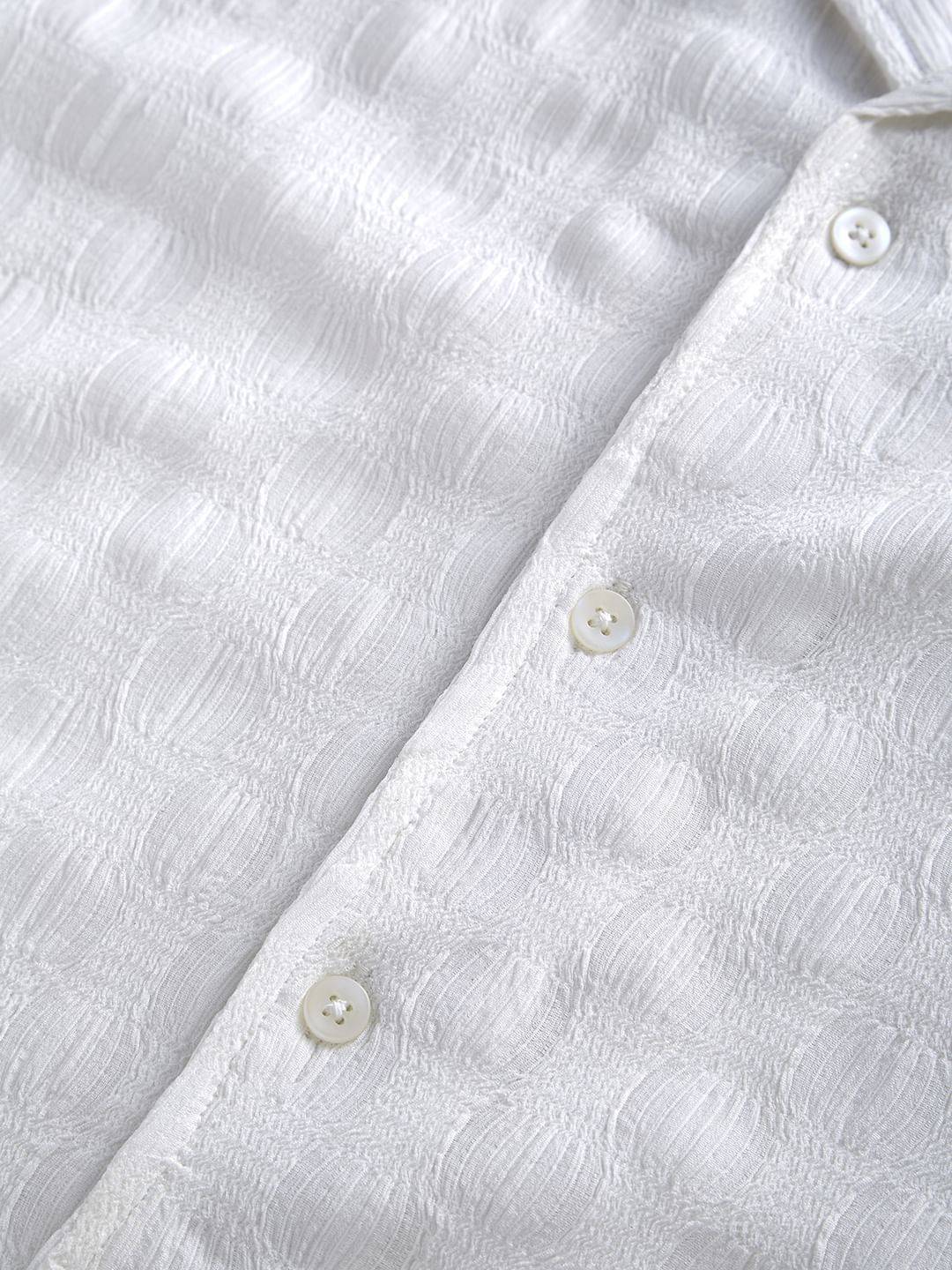 White Crepe Textured Oversized Shirt Buy only at ₹524